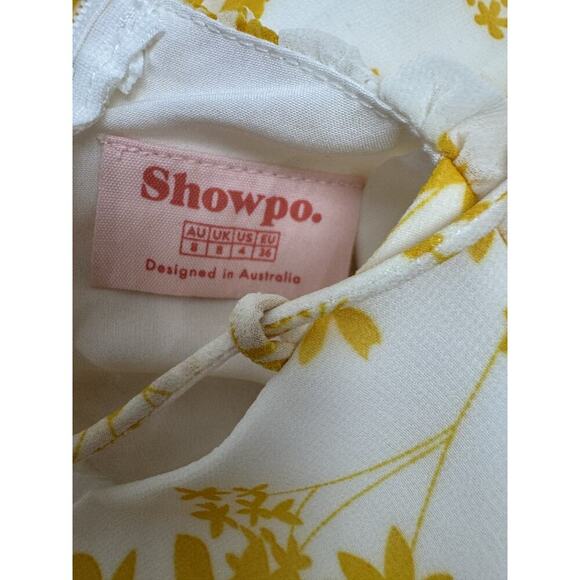 Y2K Tie-Back Show Po Yellow Floral Print Romper Jumpsuit Australia Yellow Small - Picture 9 of 9